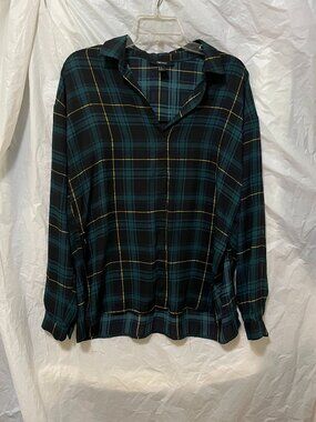 Forever 21 Plaid Blouse/Collared-Shirt (Green) NEW & UNWORN (soft, lightweight)